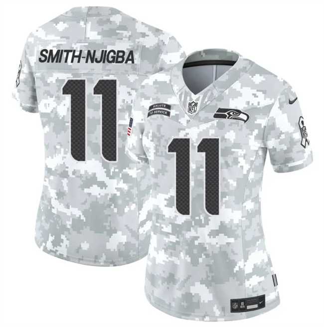 Womens Seattle Seahawks #11 Jaxon Smith-Njigba 2024 F.U.S.E Arctic Camo Salute To Service Limited Stitched Jersey Dzhi